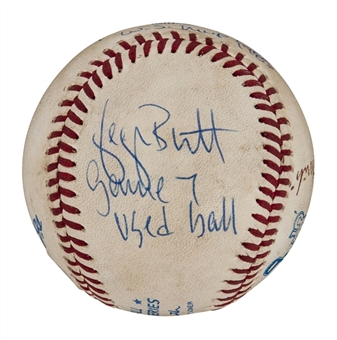 1985 World Series Game 7 Game Used Baseball Signed By George Brett, Brett Saberhagen and Ozzie Smith (PSA /MEARS)